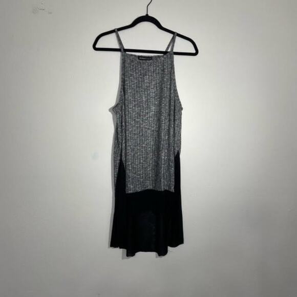 Michelle by Comune Snelling Charcoal Gray Ribbed Knit High Low Dress Size M - Picture 1 of 8